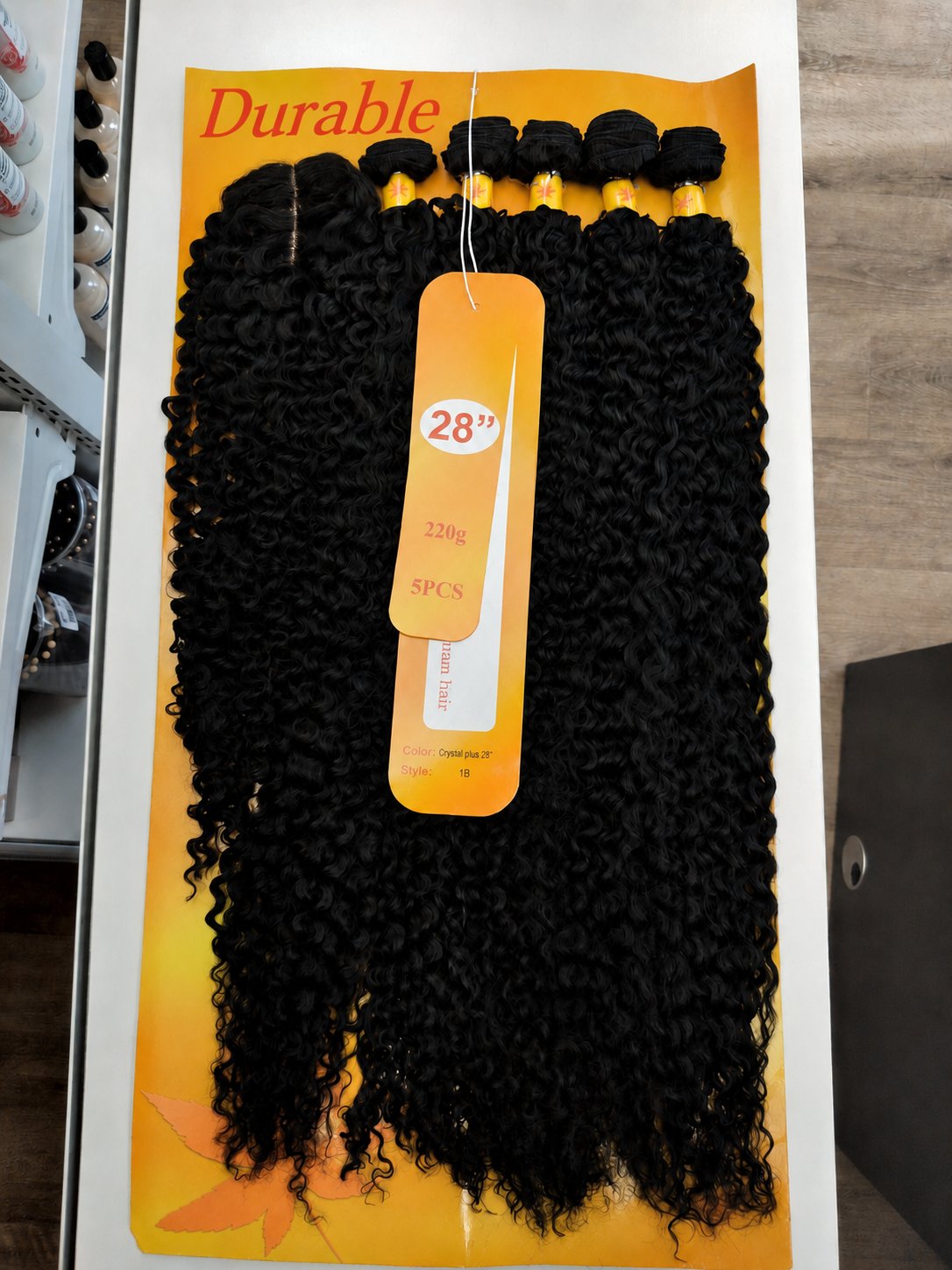 Durable Crystal Plus 28" Deep Wave blended human hair pack, 1B Natural Black