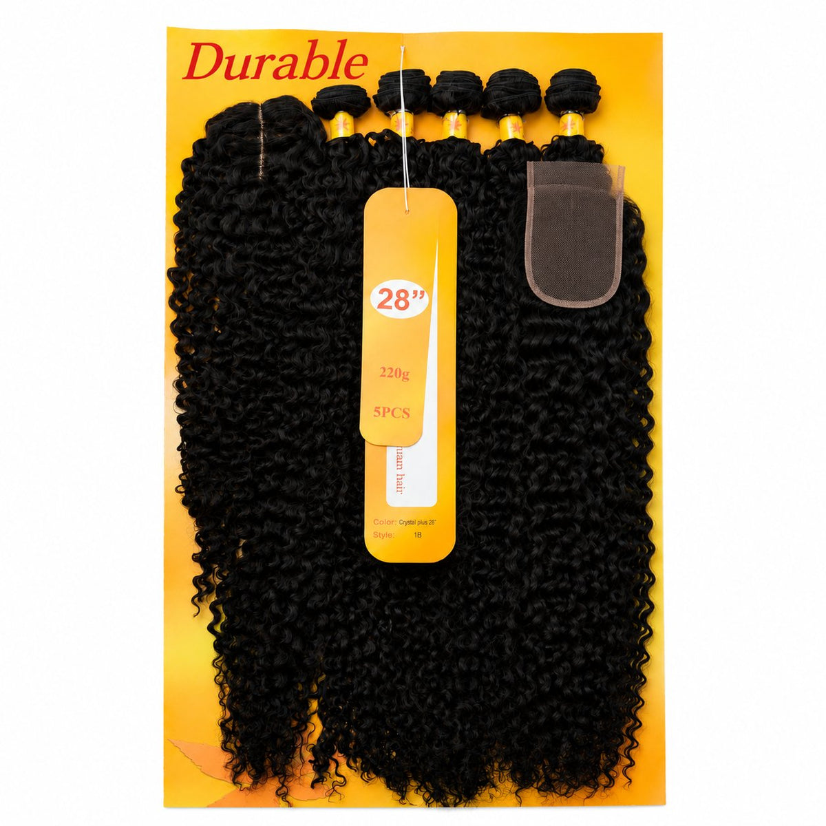Durable Crystal Plus 28" deep wave blended human hair in 1B Natural Black, photo 2