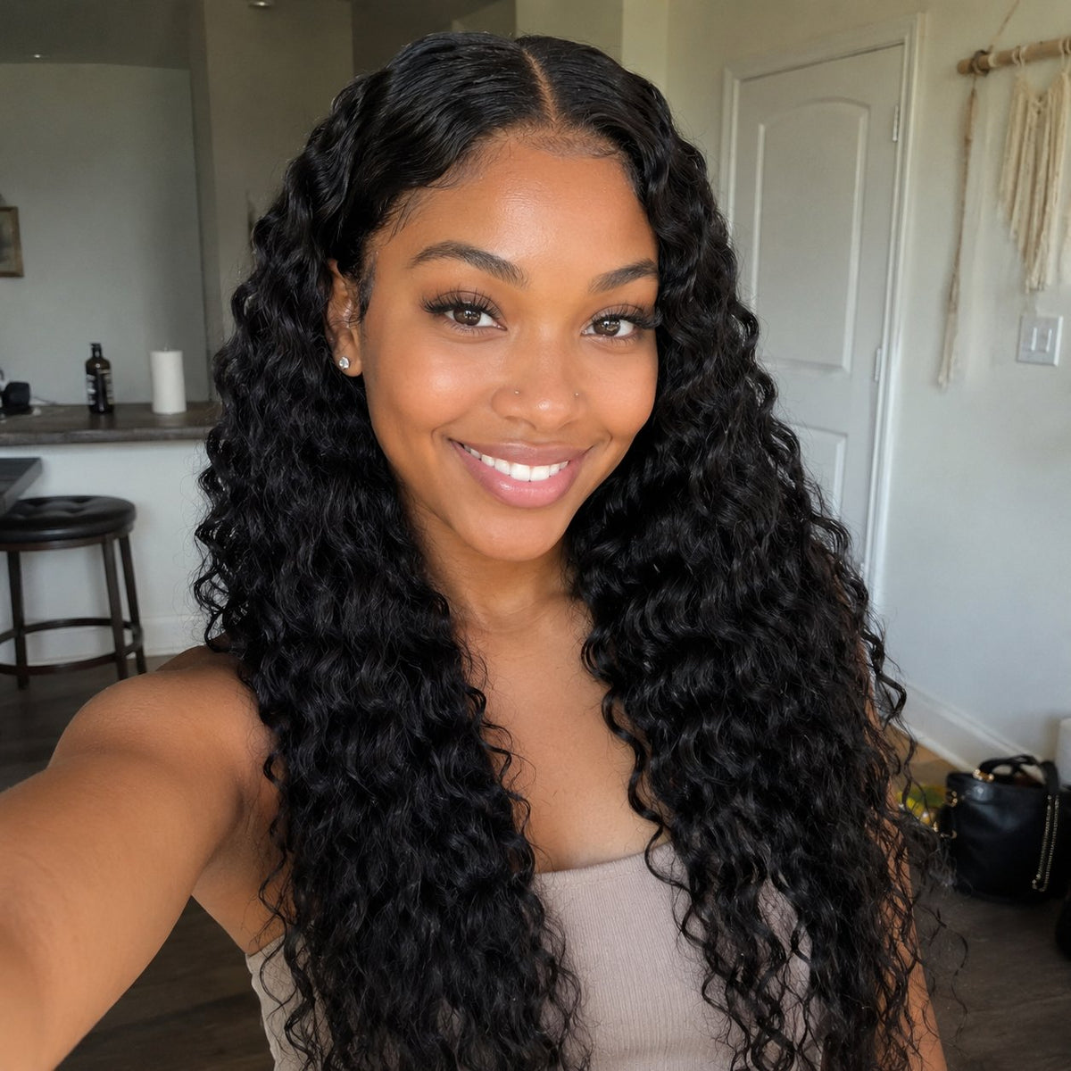 Durable Crystal Plus 28" deep wave blended human hair in 1B Natural Black, photo 3