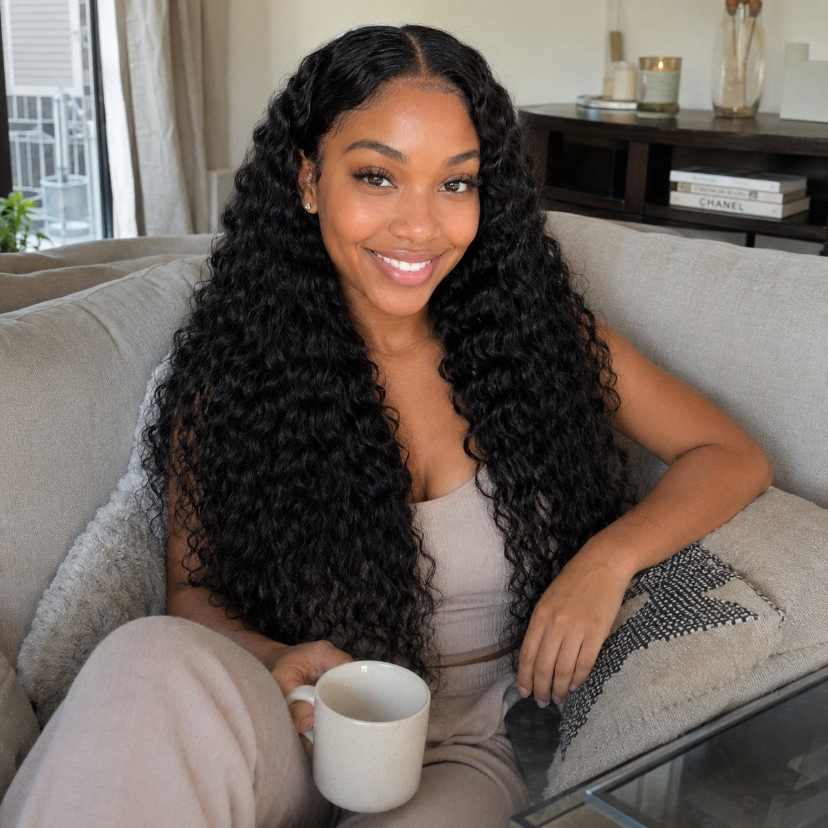 Durable Crystal Plus 28" deep wave blended human hair in 1B Natural Black, photo 4