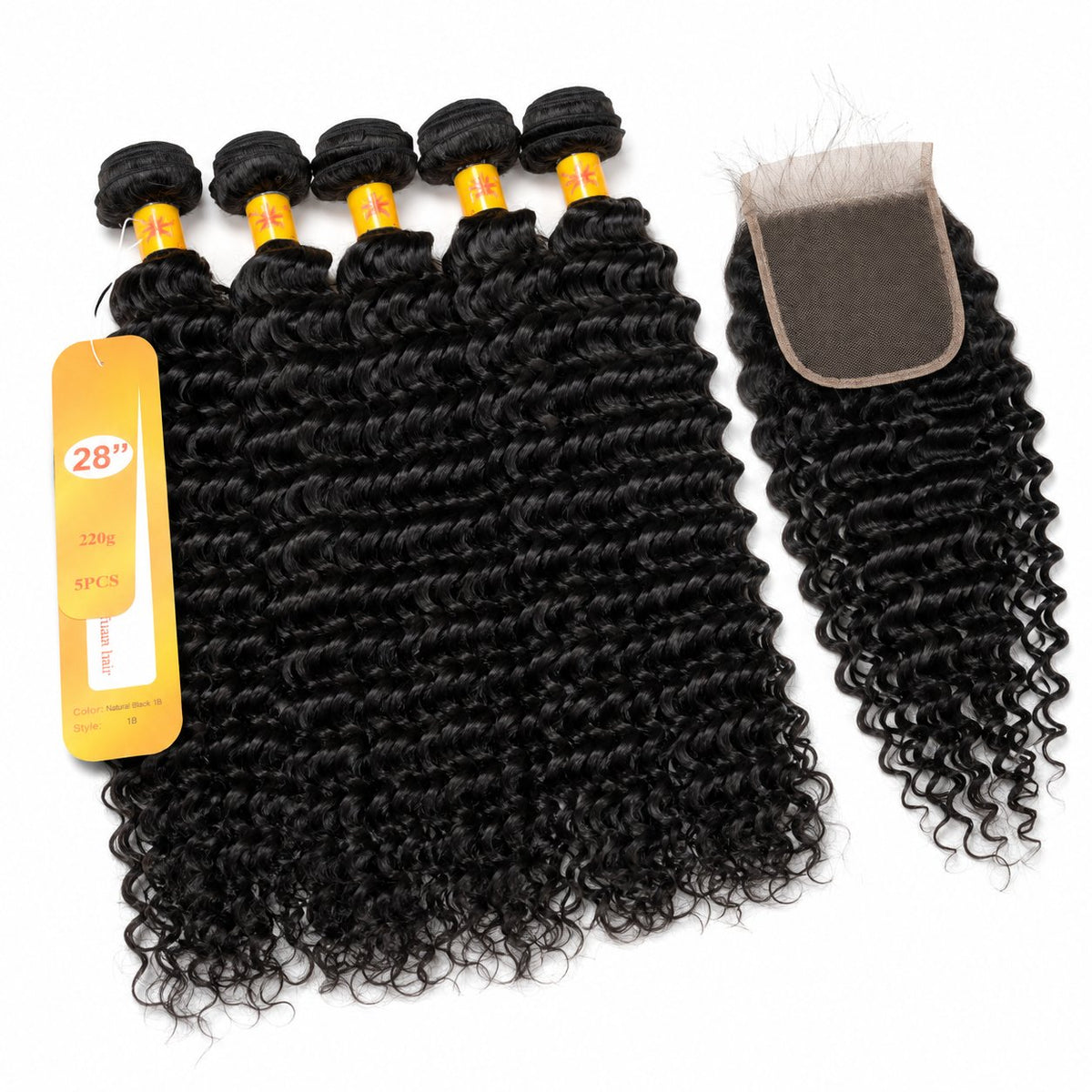 Durable Crystal Plus 28" deep wave blended human hair in 1B Natural Black, photo 5