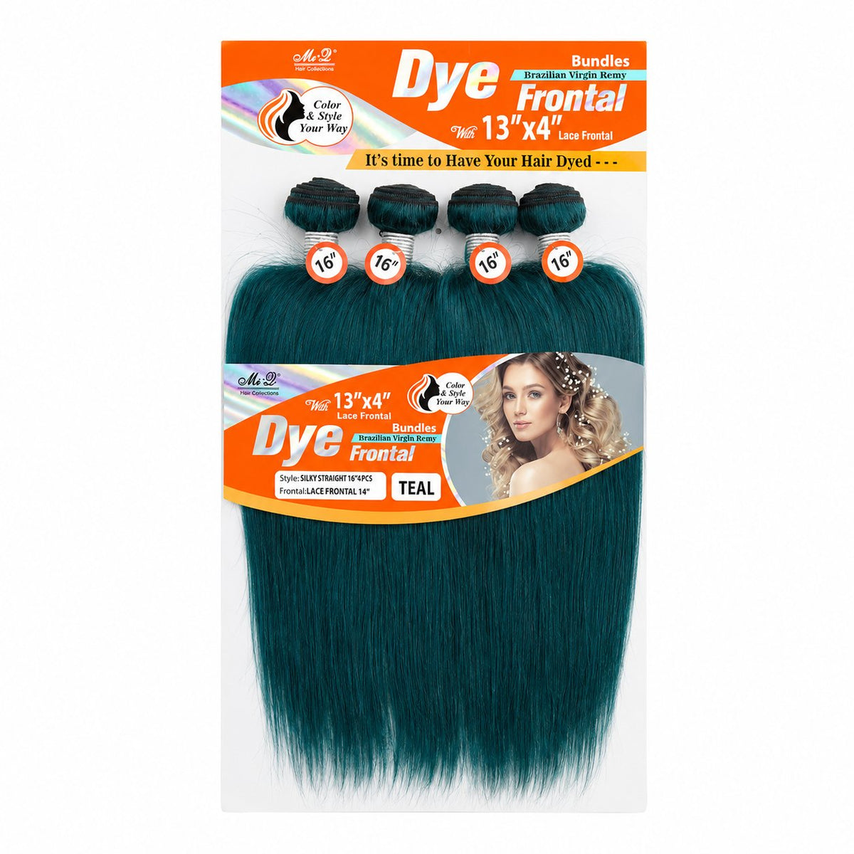M&D Dye 16" Silky Straight blended human hair pack, Teal