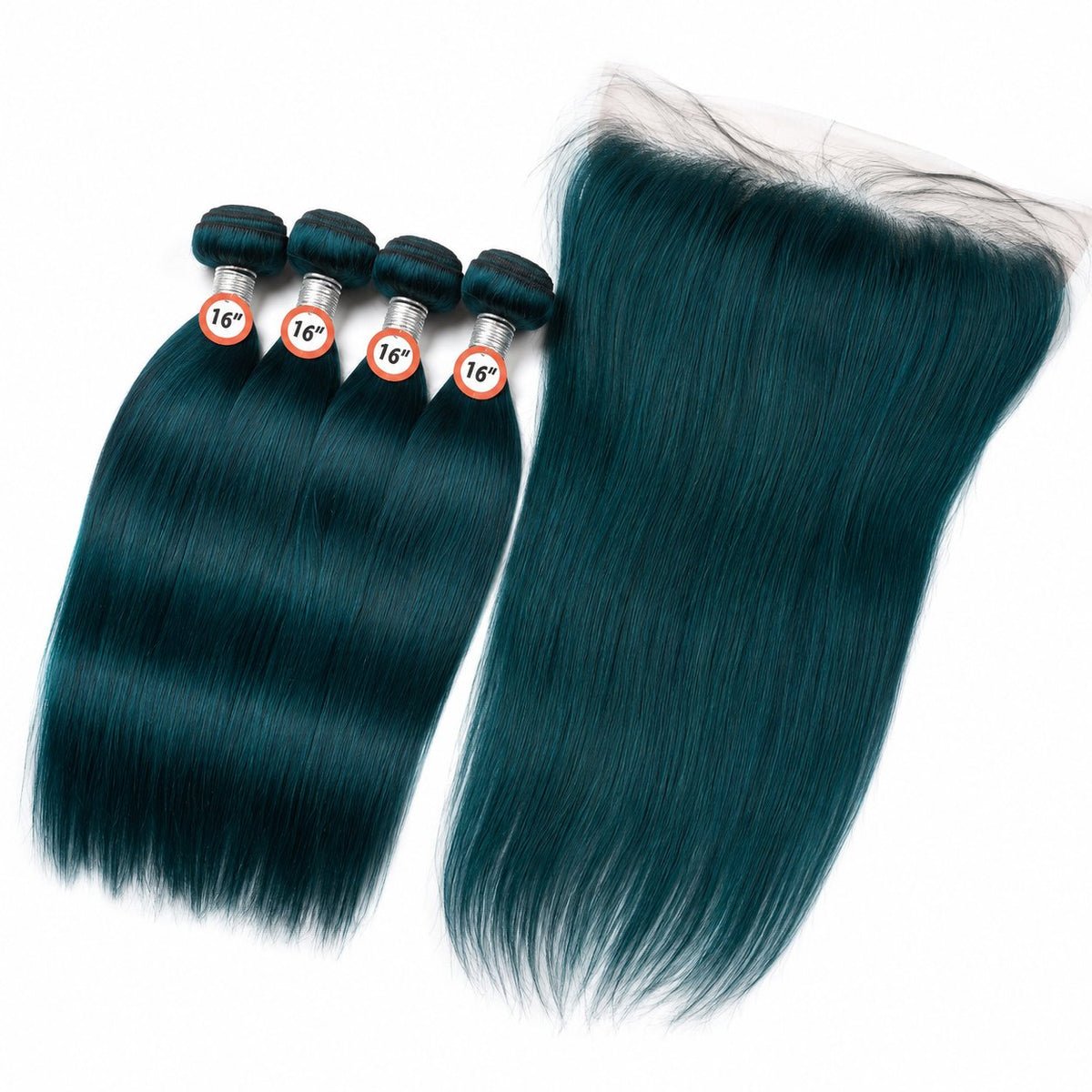 M&D Dye 16" silky straight blended human hair in Teal, photo 2