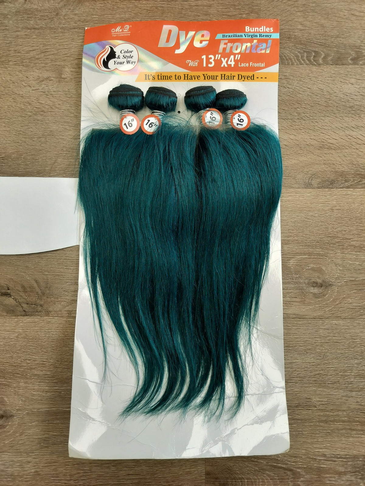 M&D Dye 16" silky straight blended human hair in Teal, photo 5
