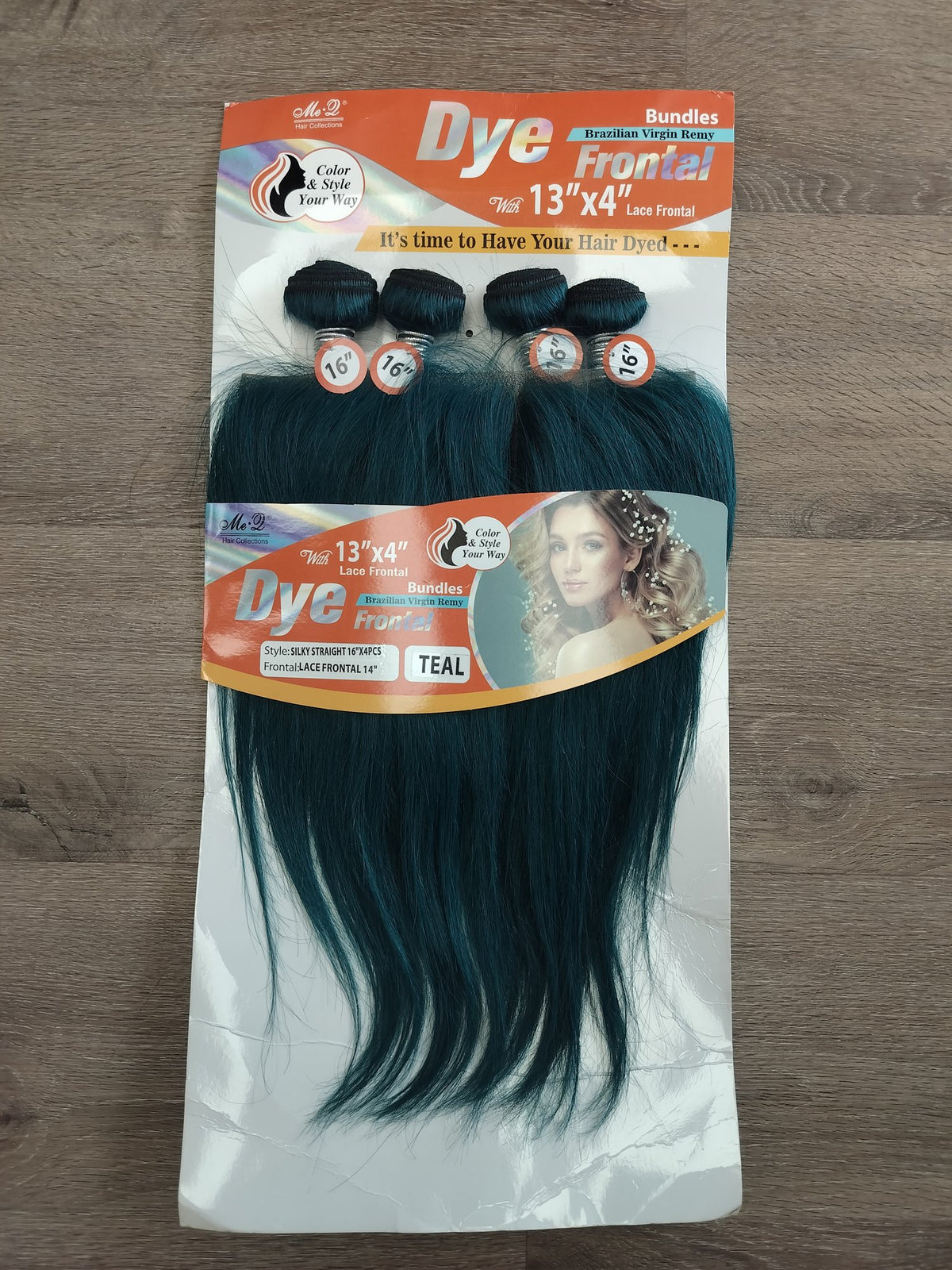 M&D Dye 16" silky straight blended human hair in Teal, photo 6