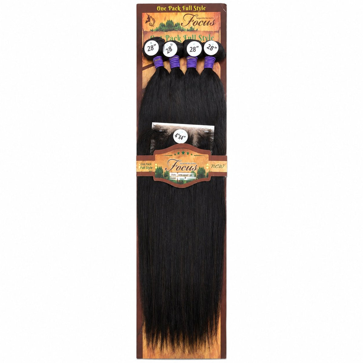 Focus 28" Straight blended human hair pack, Color 2