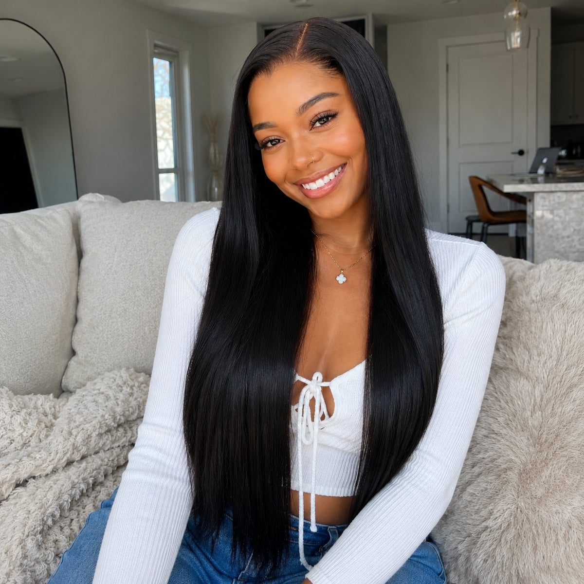 Focus 28" straight blended human hair in Color 2, photo 4