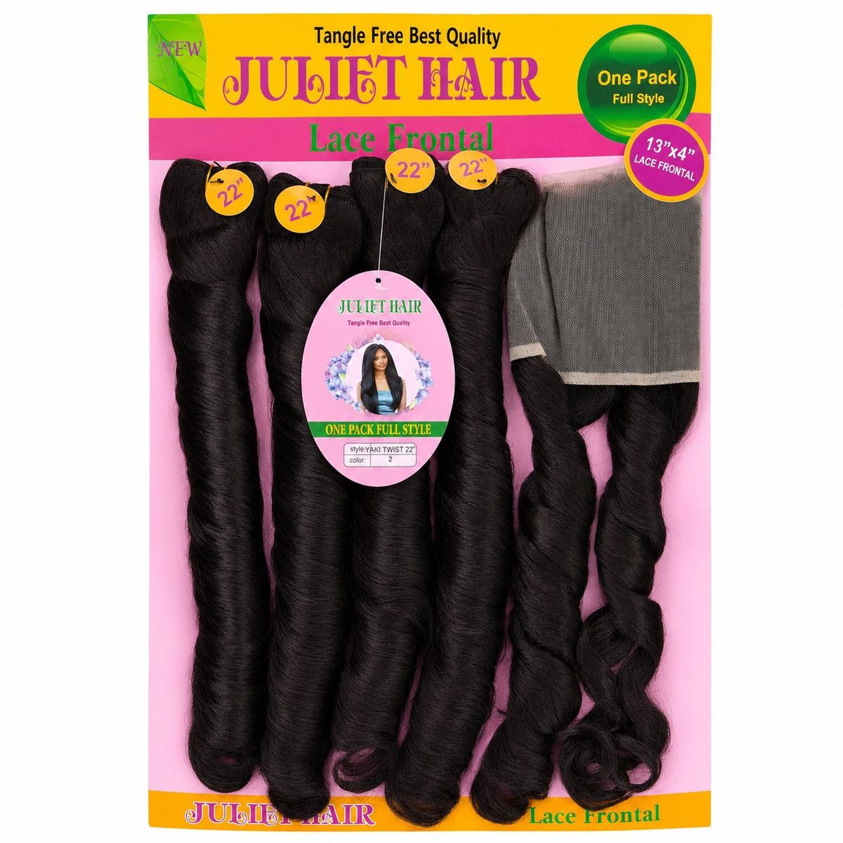 Juliet Hair 22" Yaki Twist blended human hair pack, Color 2
