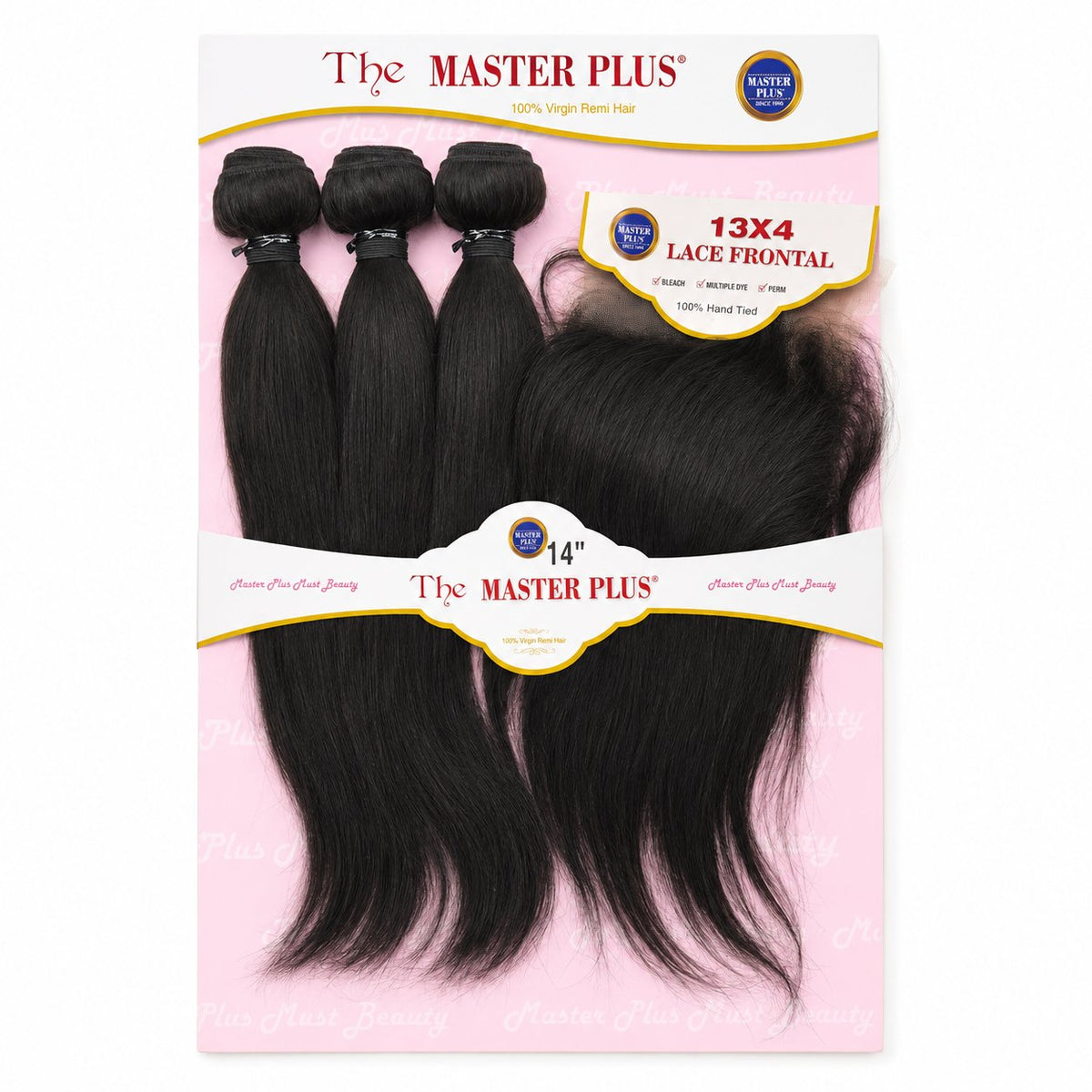 The Master Plus 14" Straight blended human hair pack, Natural Black
