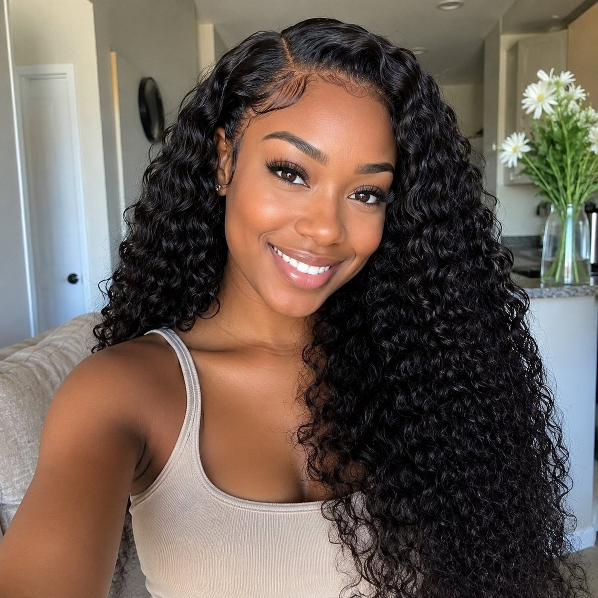 Miracle Ava deep curly blended human hair in 1B Natural Black, photo 3