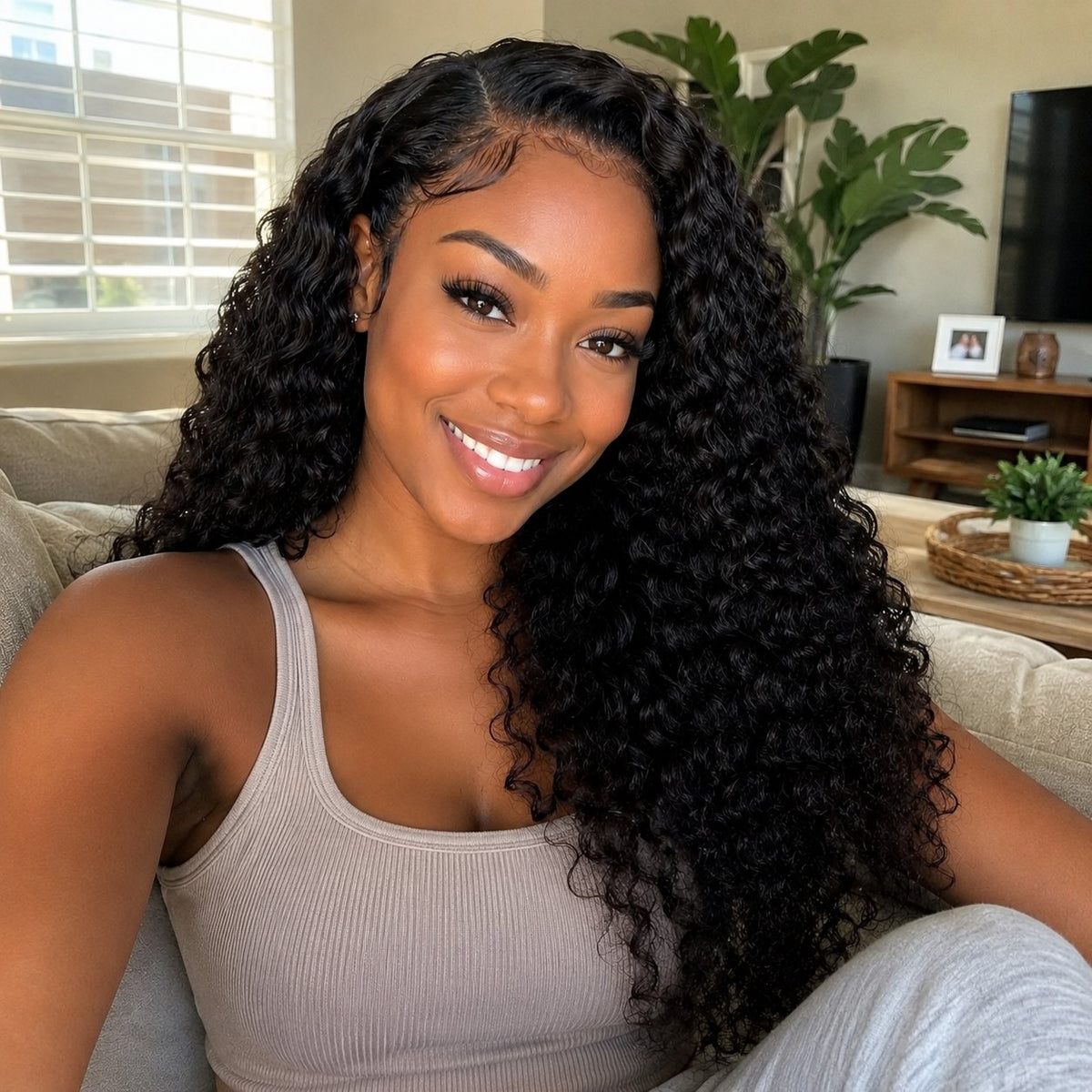 Miracle Ava deep curly blended human hair in 1B Natural Black, photo 4