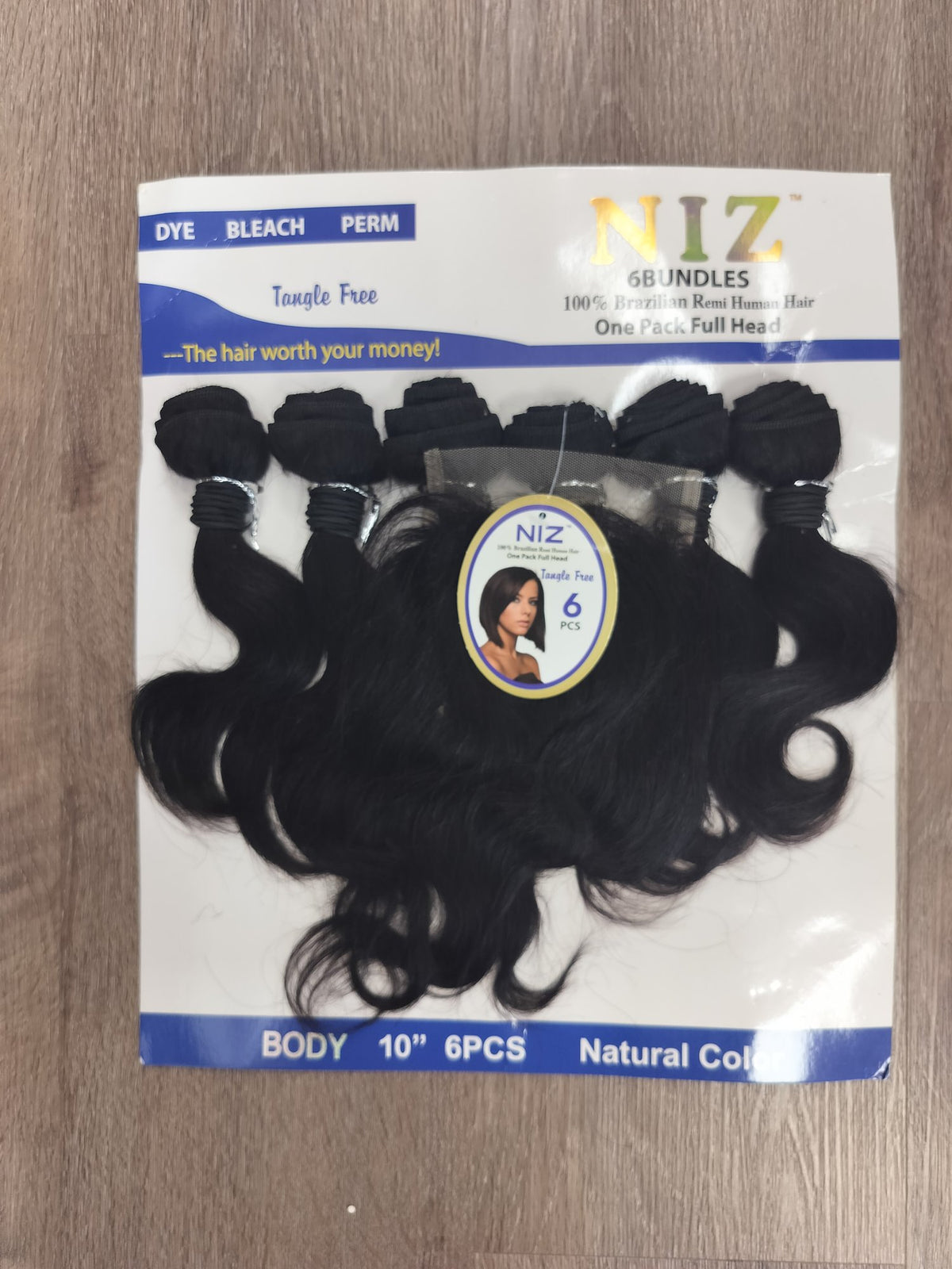 NIZ 10" body wave blended human hair in Natural, photo 5