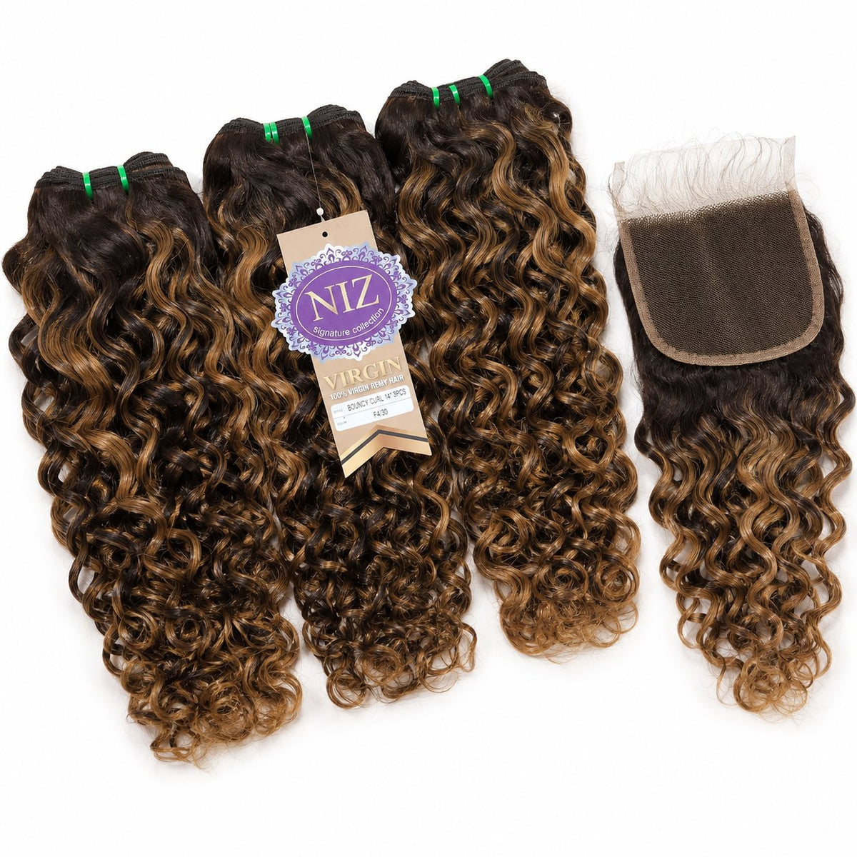 NIZ 14" bouncy curl blended human hair in F4/30 Highlight, photo 2