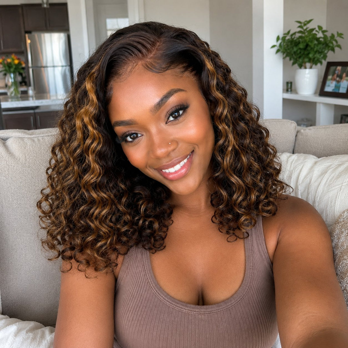 NIZ 14" bouncy curl blended human hair in F4/30 Highlight, photo 4