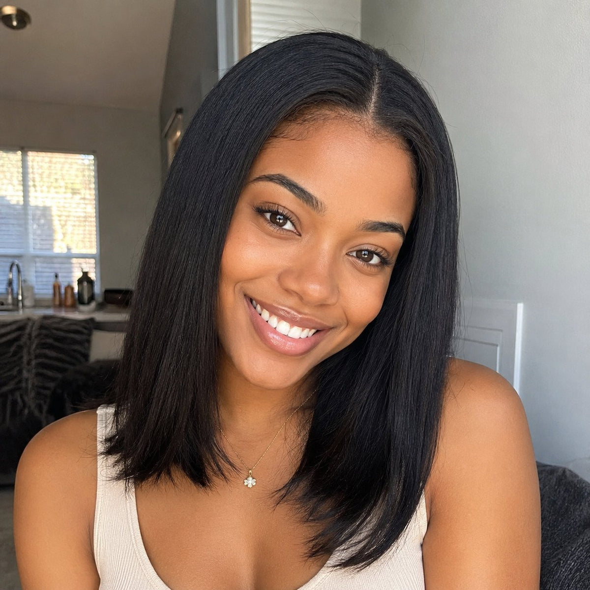 NIZ 10" straight blended human hair in Natural, photo 3