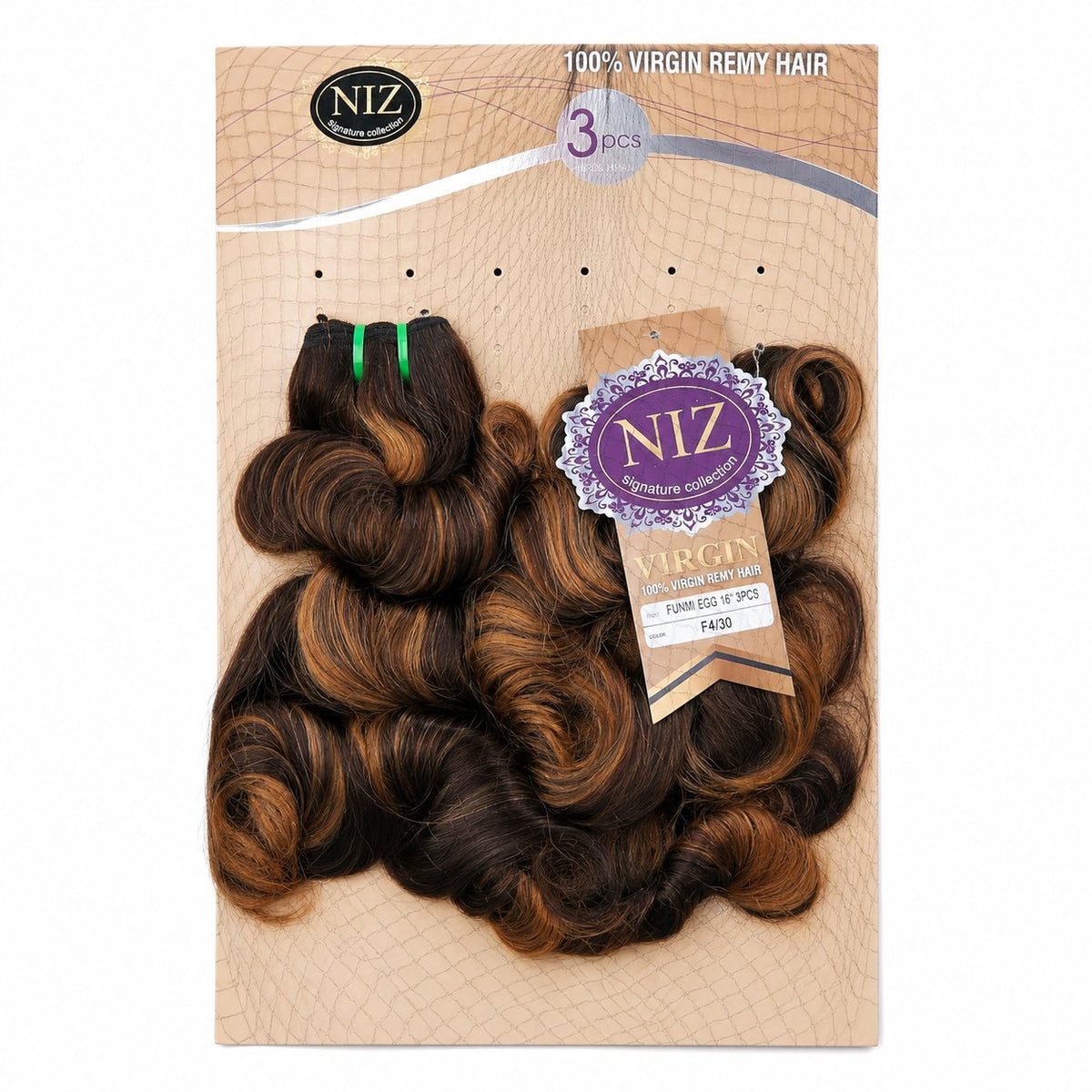 NIZ 16" Funmi Egg Curl blended human hair pack, F4/30 Highlight