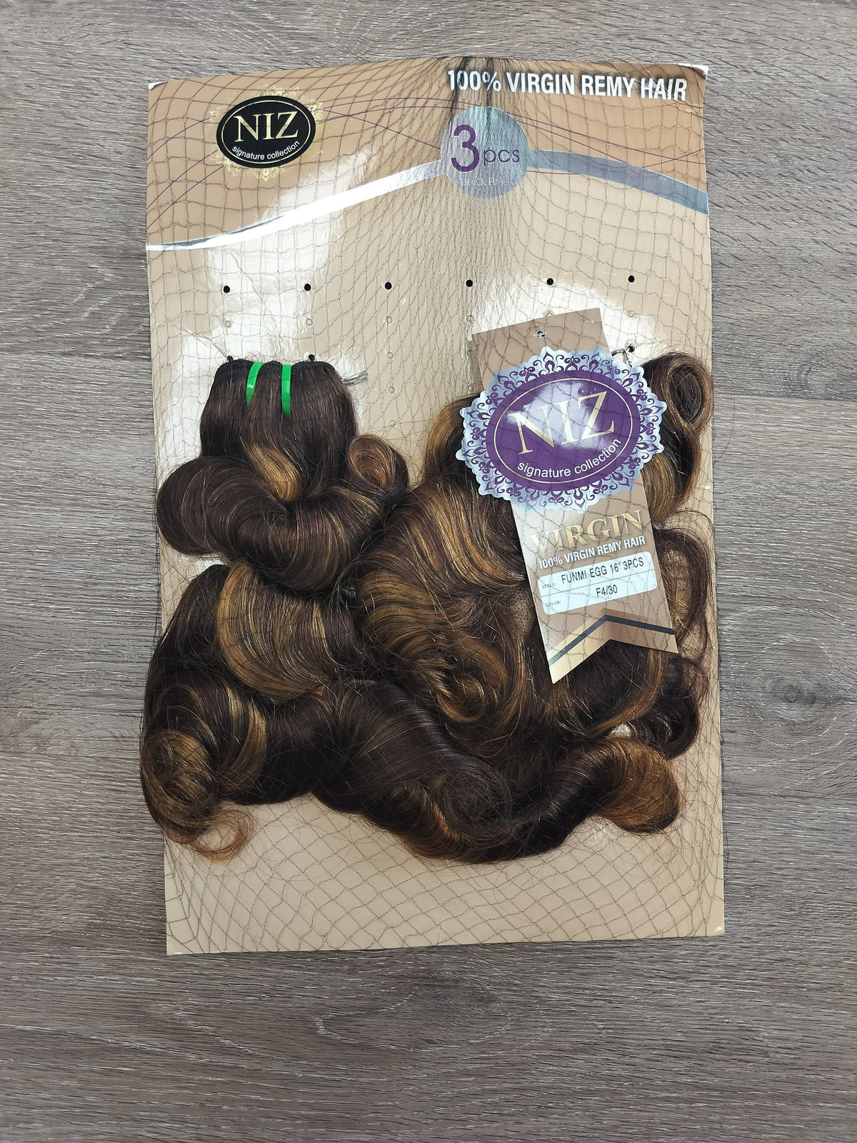 NIZ 16" funmi egg curl blended human hair in F4/30 Highlight, photo 5
