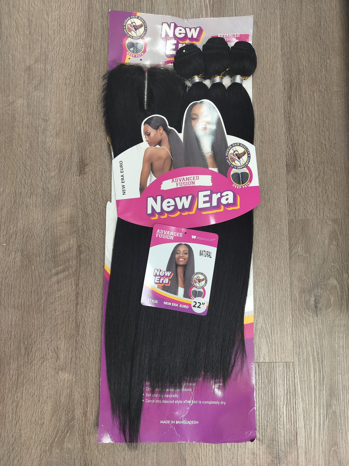 New Era 22" euro straight blended human hair in Natural Black, photo 5