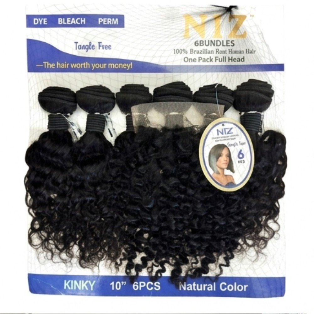 NIZ 10" Kinky Curly blended human hair pack, Natural
