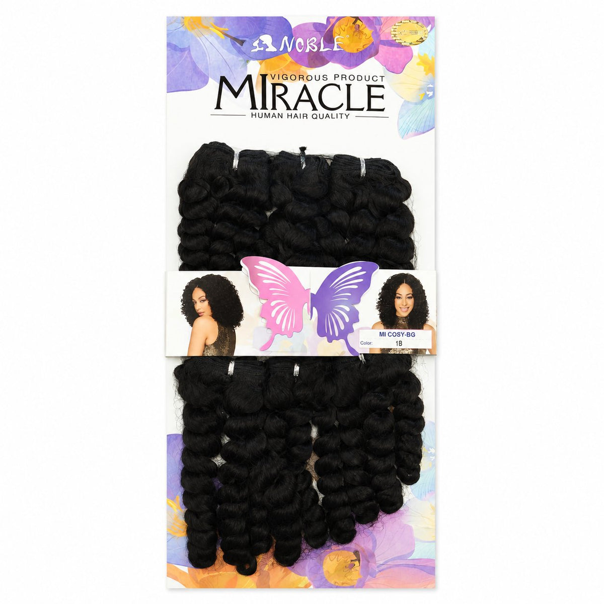 Noble Miracle Cosy 10" Loose Curl blended human hair pack, 1B Natural Black