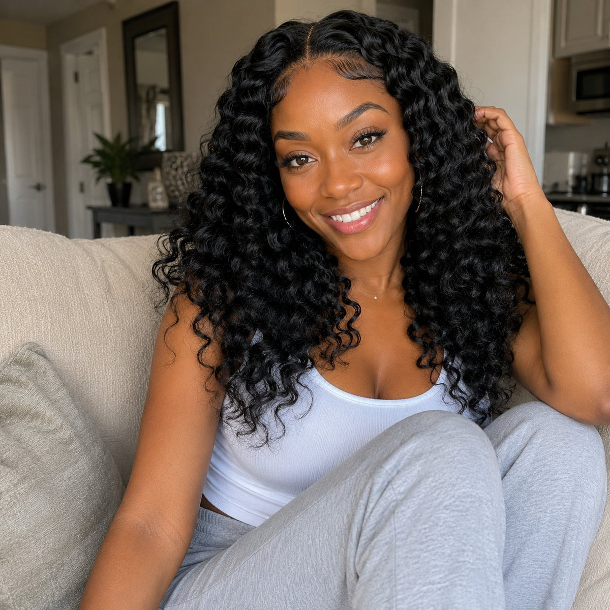 Noble Miracle Cosy 10" loose curl blended human hair in 1B Natural Black, photo 4