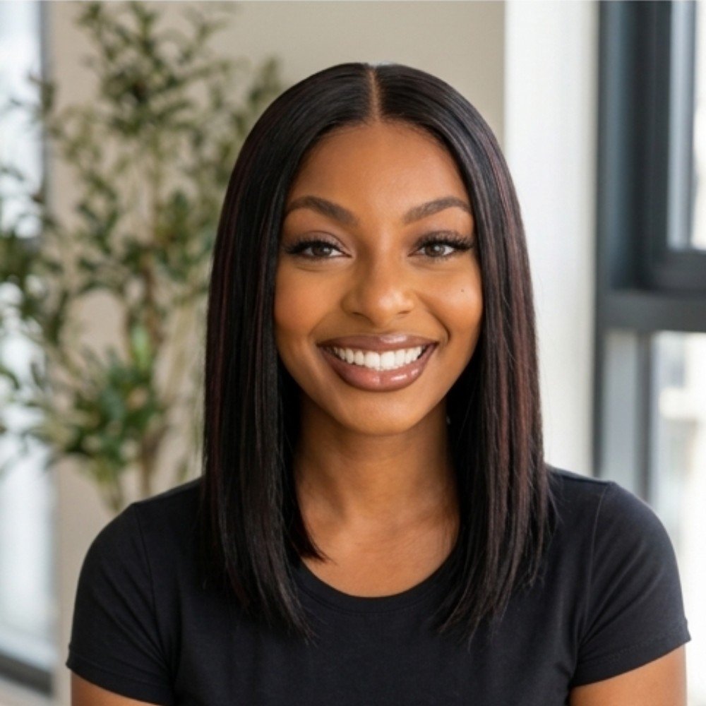 Rising Girl 14" straight blended human hair in Natural Black, photo 3