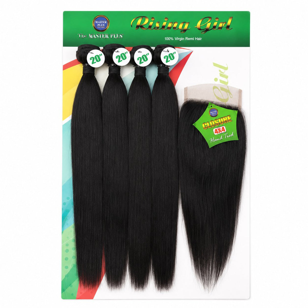 Rising Girl 20" Straight blended human hair pack, Natural Black