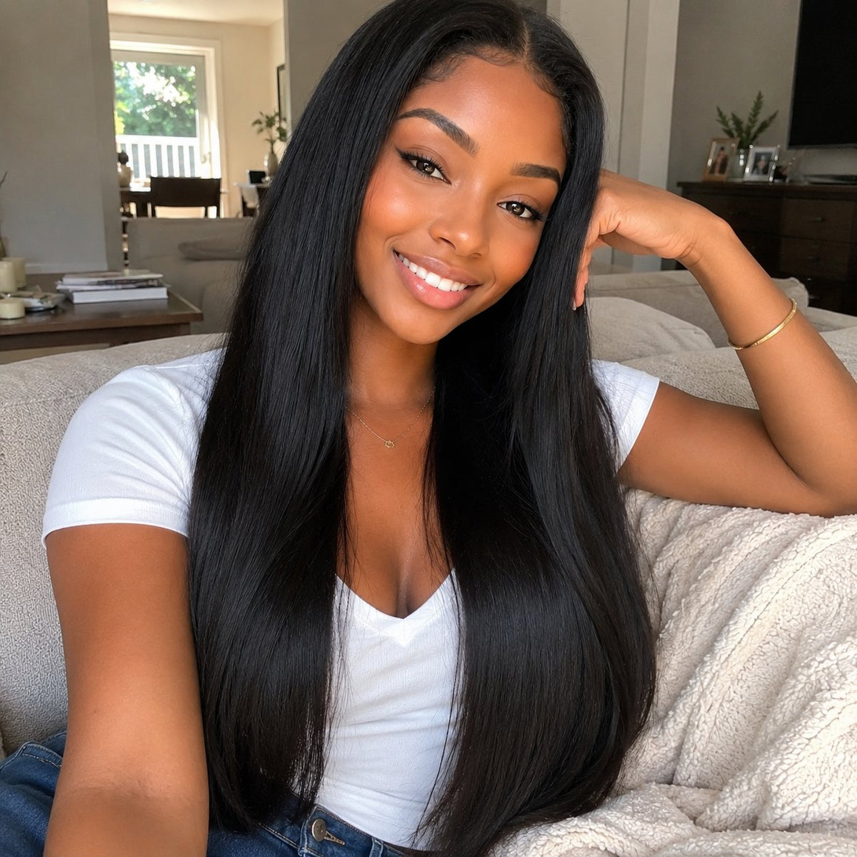 She & Shine 30" straight blended human hair in Natural Black, photo 4