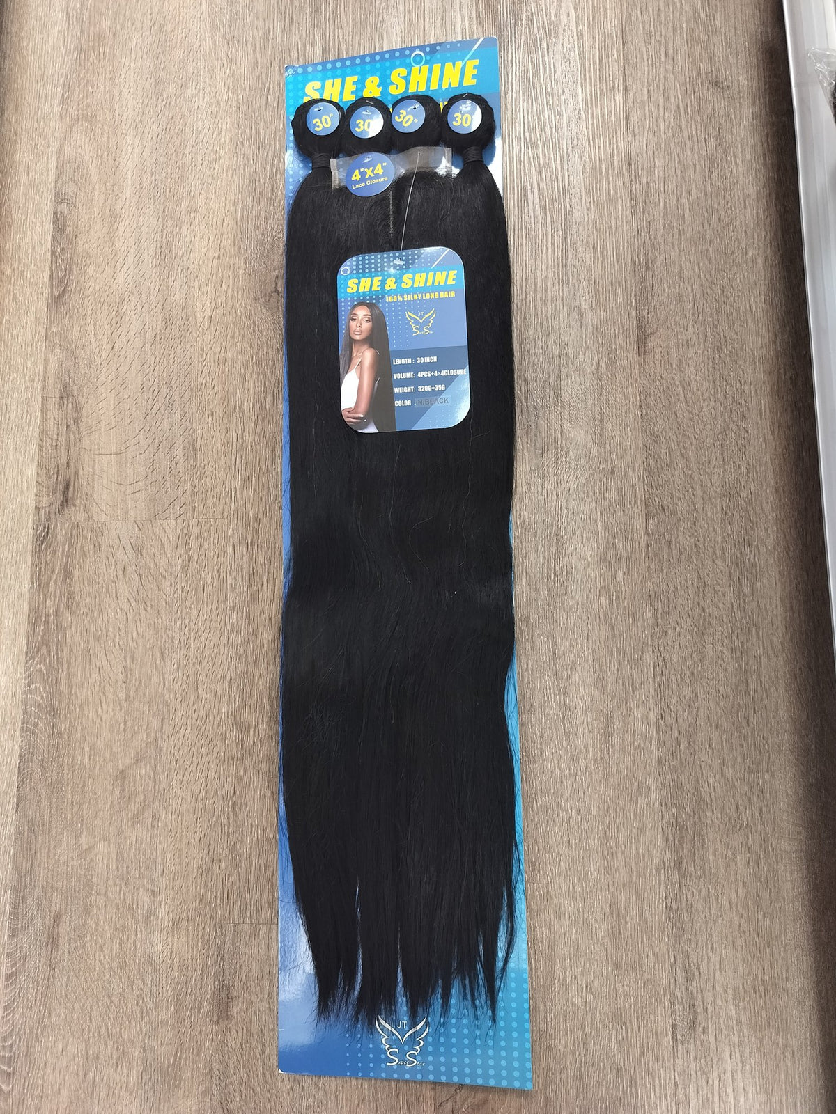 She & Shine 30" straight blended human hair in Natural Black, photo 5