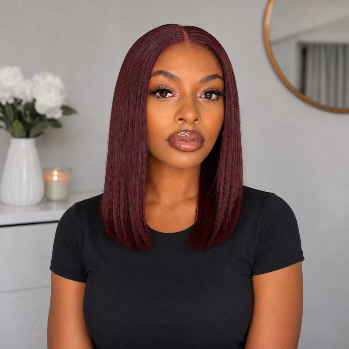 Trara 12" Straight blended human hair pack, 99J Burgundy