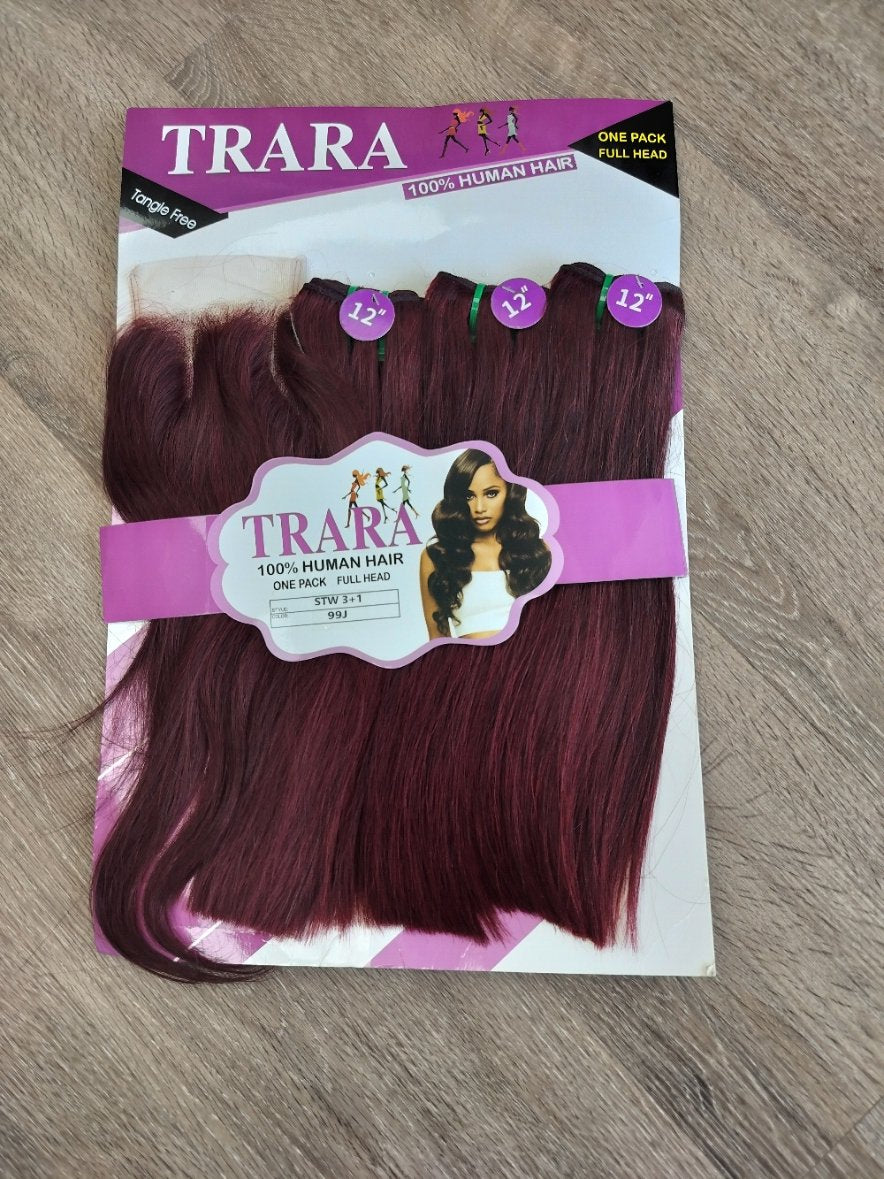 Trara 12" straight blended human hair in 99J Burgundy, photo 6