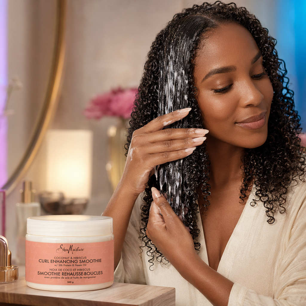 SHEA MOISTURE Coconut & Hibiscus Curl Enhancing Smoothie (12oz) - usage
