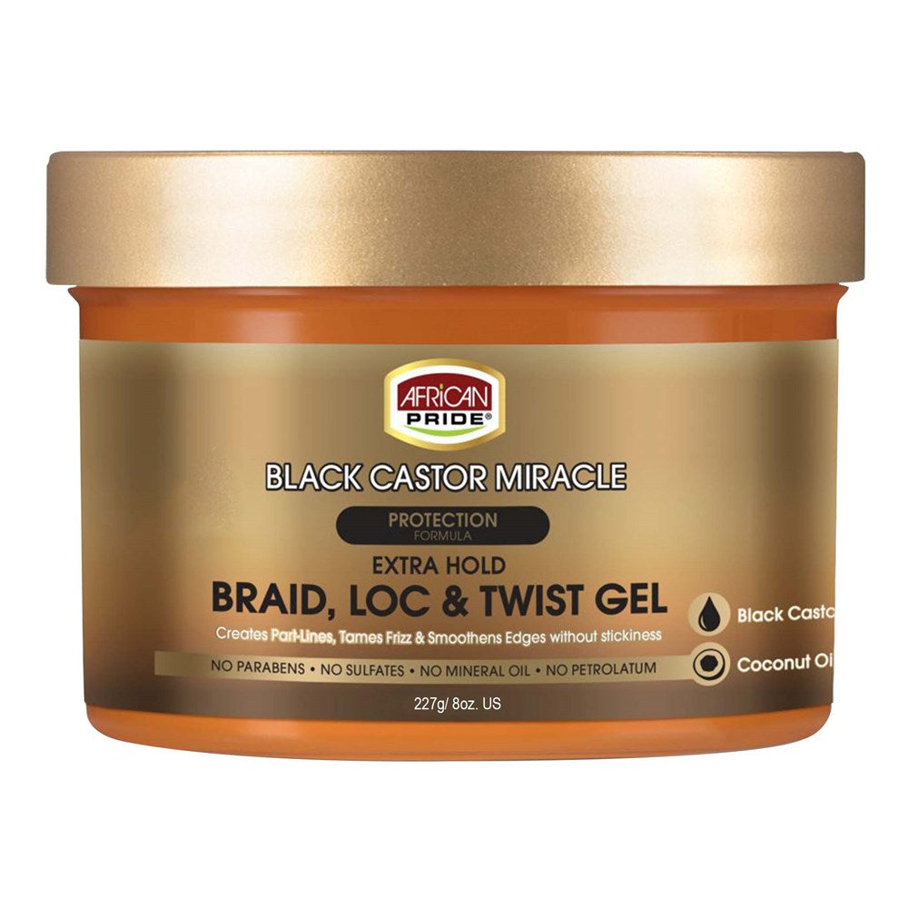 AFRICAN PRIDE Black Castor Miracle Braid Loc & Twist Gel (8oz) - Celegant